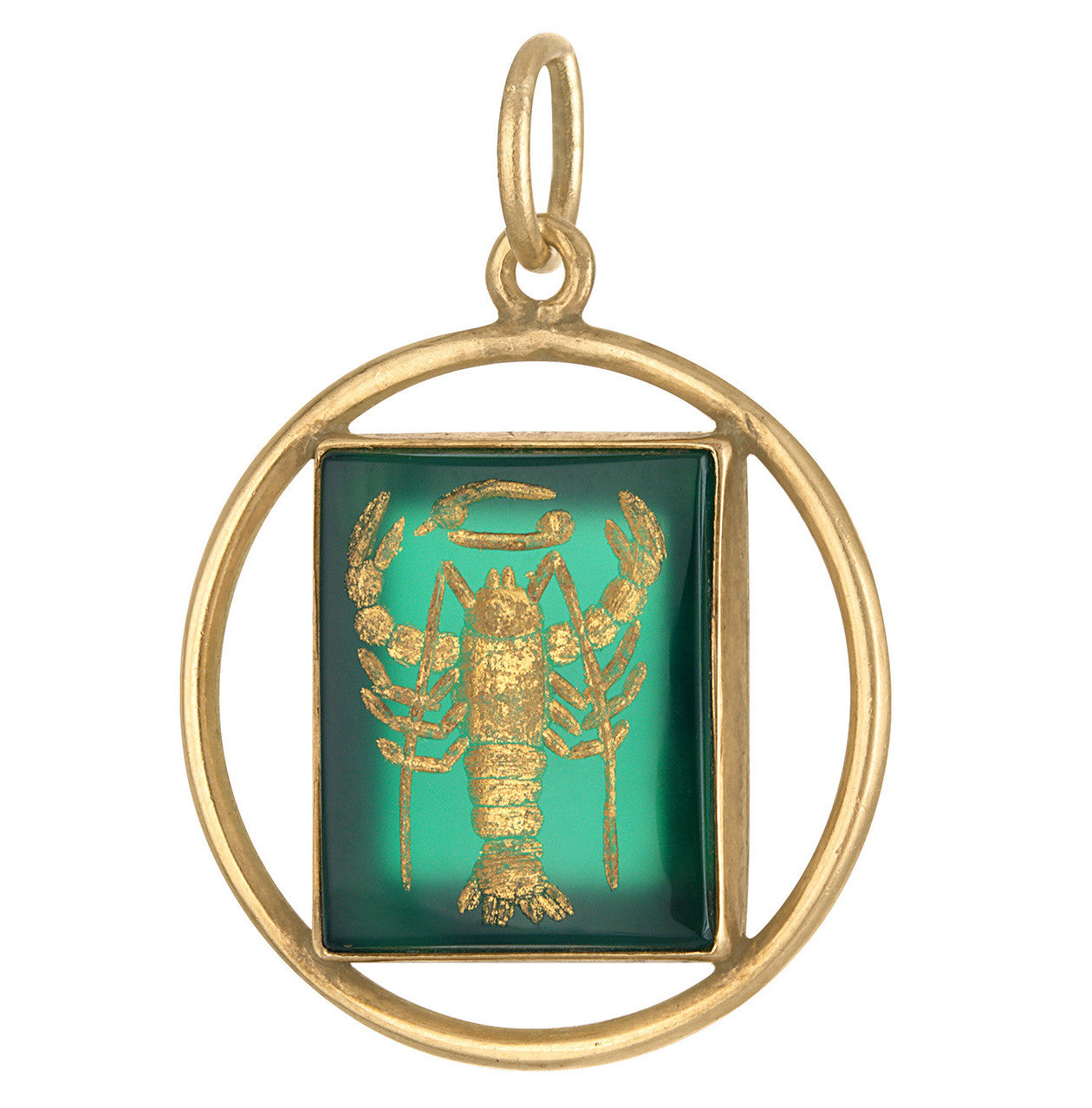 Vintage Scorpio Green Intaglio 14K Gold Charm
